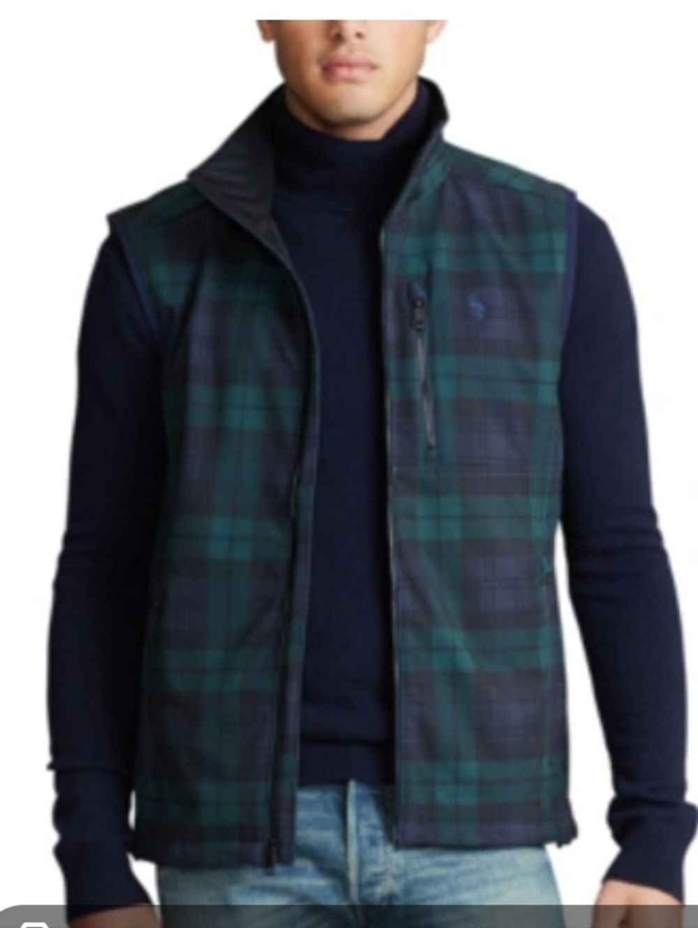 Polo by Ralph Lauren Performance  Black Watch Tartan Plaid  Vest Mens XL EUC
